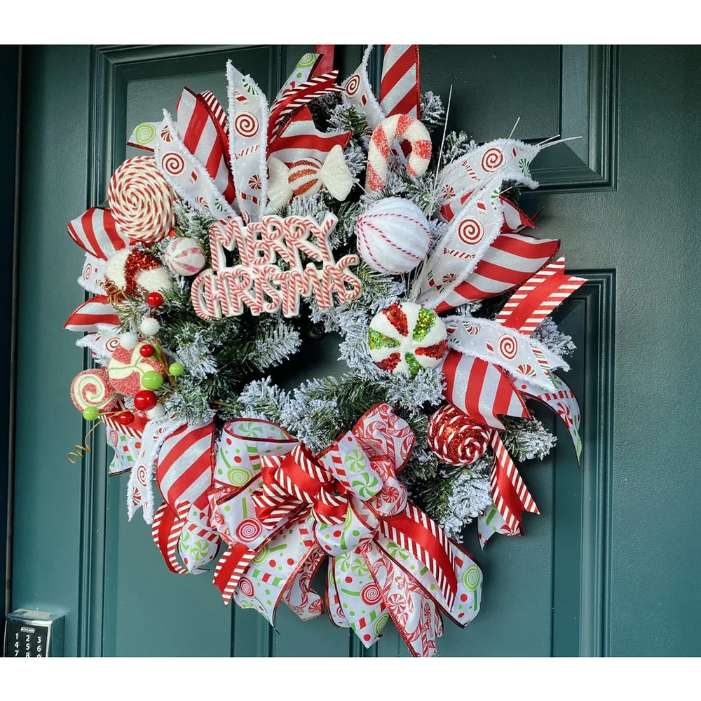 Candy cane wreath, peppermint wreath, christmas wreath, whimsical wreath